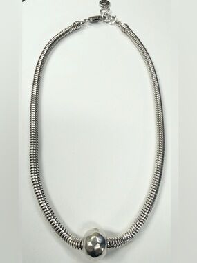 Silpada Sterling Silver Snake Chain Necklace Chunky Statement w/ Center Bead